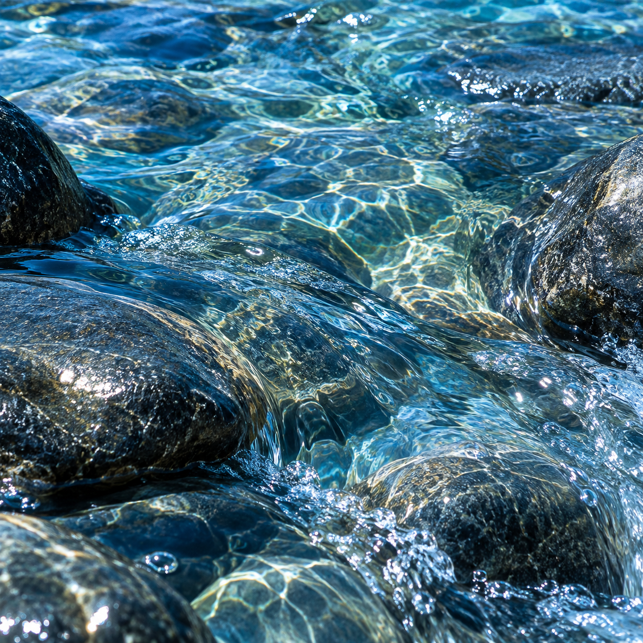 Generated illustration of flowing spring water