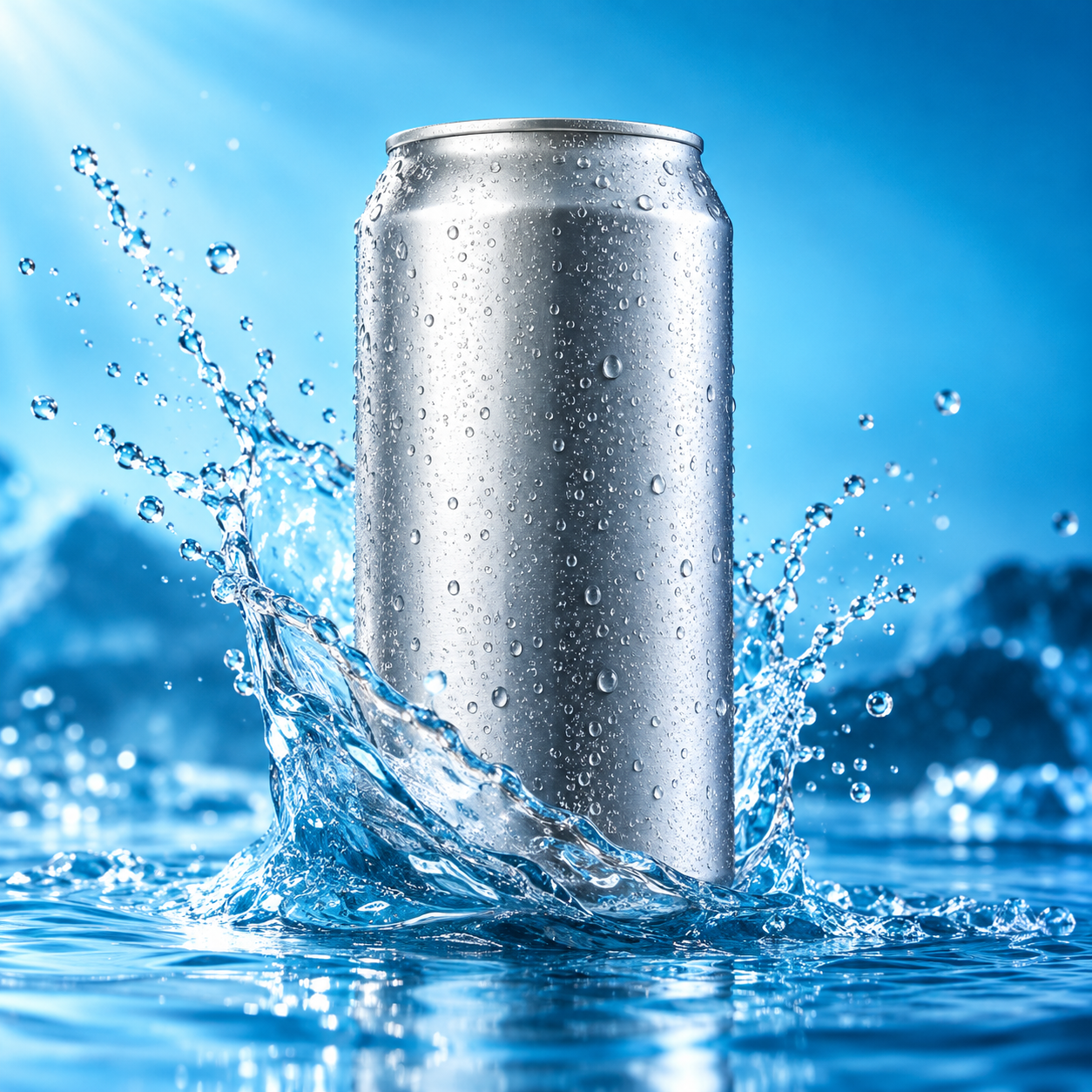 Generated illustration of spring water in an aluminium can